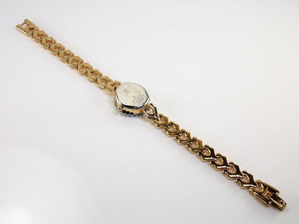 Vintage Womens Ladies Gold Jules Jurgensen Genuine Diamond